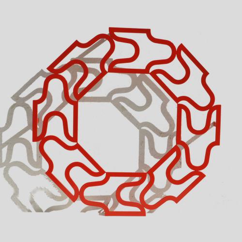 Sculpture murale -ST-S526- 8F. - série ''Ombres et Lumières'' acier peint 91x91x9 cm 