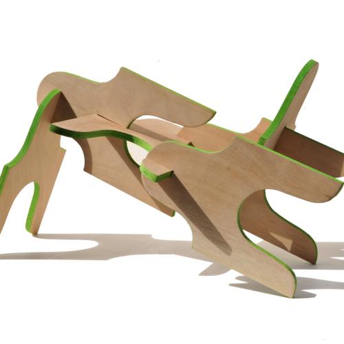 Sculpture de la série ''Structures biscornues'' bois et peinture. ''ST-S511'' - Ici pièce modulable éléments non collés et donc démontables - 100x53x53 cm - 