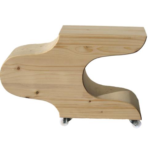 sculpture “ ST-S485 ” - bois naturel+ roulettes - 40x27x11 cm