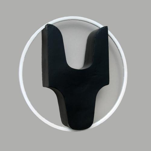 Sculpture murale de la série ''portrait'' - résine - peinture- jante aluminium - 65x65x12 cm