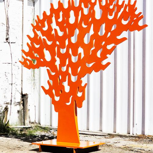 sculpture '' l'Arbre corail ''- acier thermo-laqué- 250 x 230 x 24 cm