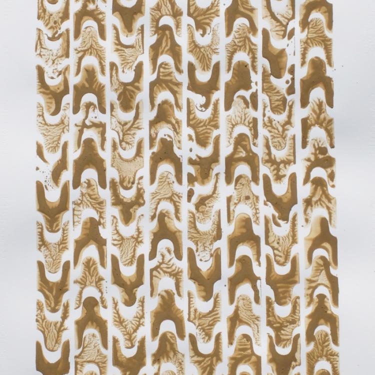 oeuvre sur papier - série ''Boustrophédon'' - ''ST-P1113'' -picto 6a- terre crue naturelle - 100x70 ou 70x100 cm