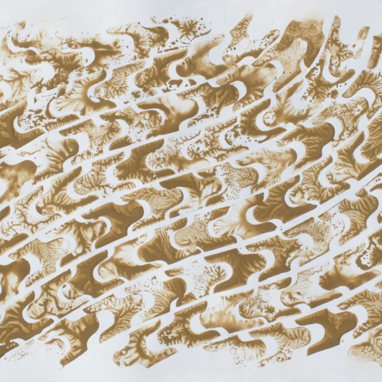 oeuvre sur papier - série '' Boustrophédon'' 8 - terre crue naturelle - 100x70 ou 70x100 cm