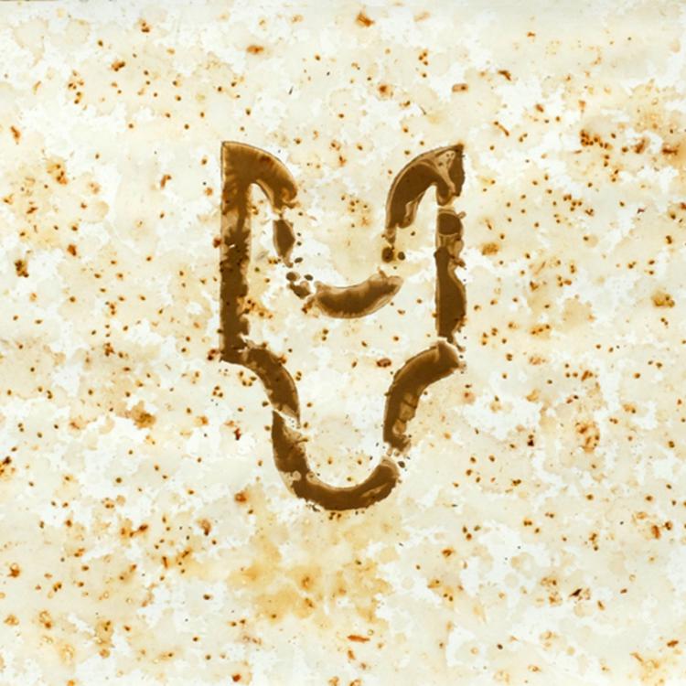 Œuvre sur papier de la série ''Eloge de la Tomate'' « ST-P 668-A» sucs, chairs, peaux et graines de tomates + terre crue - 70x100 cm