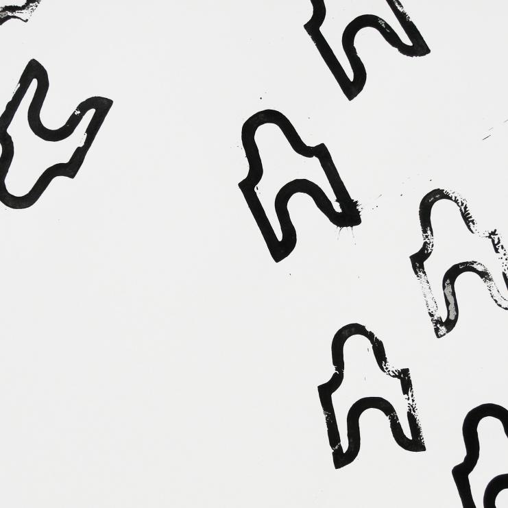 Œuvre sur papier de la série Traces « ST-P 687-A » - acrylique -70x100 cm