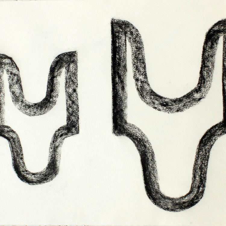 oeuvre sur papier de la série ''fusain'' - dessin original N° 2 - 57x77 cm