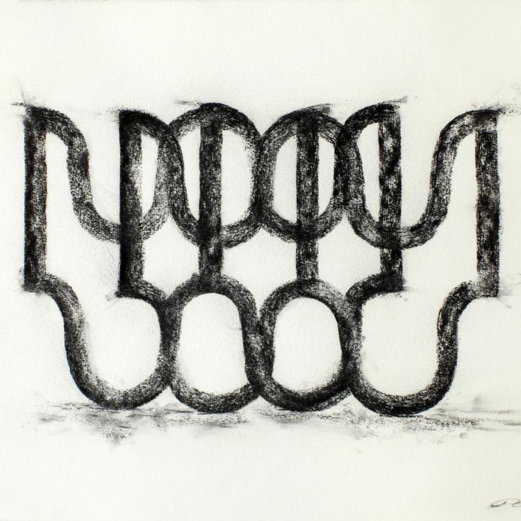 oeuvre sur papier de la série ''fusain'' - dessin original N° 4 - 57x77 cm