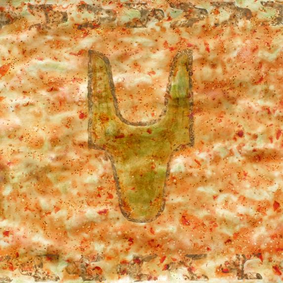 série ''Eloge de la tomate'' - tomate jus peau graines chlorophylle + terre sur papier - 70x100 cm