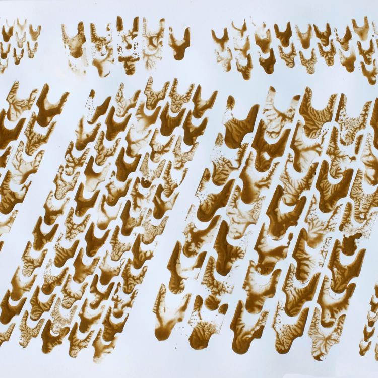 oeuvre sur papier - série '' Paysages''- terre crue naturelle -1- 70x100 cm