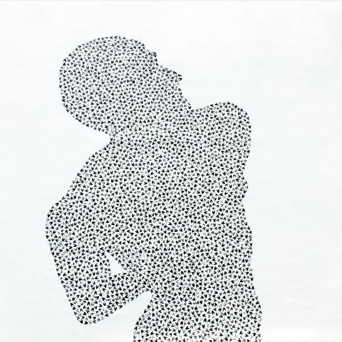 série de peintures ''sans titre'' ST-P18 ''- acrylique sur toile de lin - 140 x140 cm