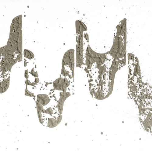 Peinture de la série Empreintes ''ST-P1039'' Acrylique + terre sur panneau de bois-150x210 cm 