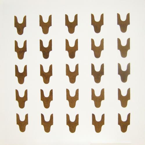 Peinture de la série ''Pictogrammes'' - ''ST-P985'' -le même n'est pas l'identique- acrylique et terre d'ombre naturelle crue sur toile/châssis- 100x100 cm