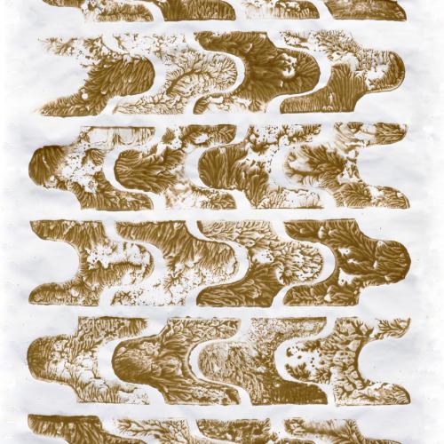 ST P1201 série ''Boustrophédon'' - terre crue+ acrylique sur toile libre: 210x300 cm ou 300x210 cm - 