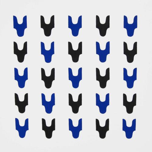 Peinture de la série ''Pictogrammes'' - ''ST-P977''- acrylique - charbon de bois - pigments secs sur toile/châssis-100x100 cm