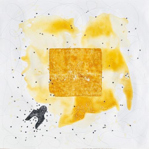 '' Gâteau de Miel '' série ''les Ruches'' - peinture mixte sur toile - 150 x 150 cm -