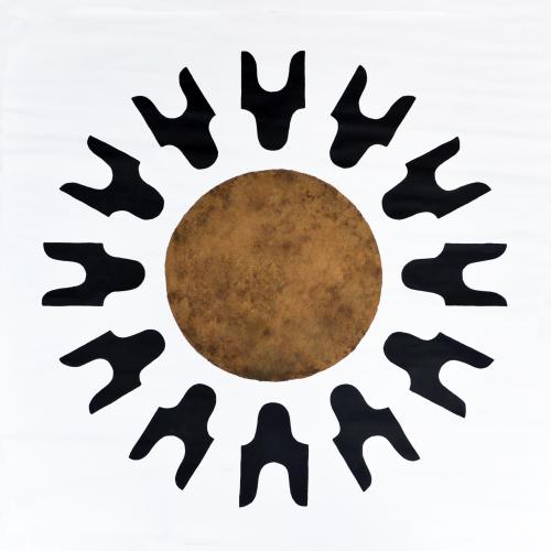 Peinture de la série ''Soleil noir et Terre'' - acrylique et terre crue sur toile - 215 x 215 cm -