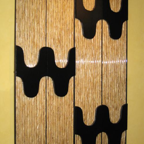 série ''Eloge de la Nature'' - peinture ''ST P055 - modules en extrudé+ épis et paille de bléde châssis en fer avec ici paille de blé sur polycarbonate et châssis en fer- 135x100 cm -