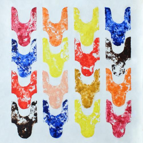 série peinture à l'huile sur toile libre lin- ''Coloriste'' A- 95x86 cm