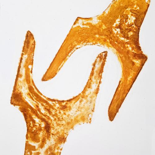 Série ''Rouille'' sur toile -petit format ''A'' - ici avec ''Forme initiale'' de 1991- 41x33 cm