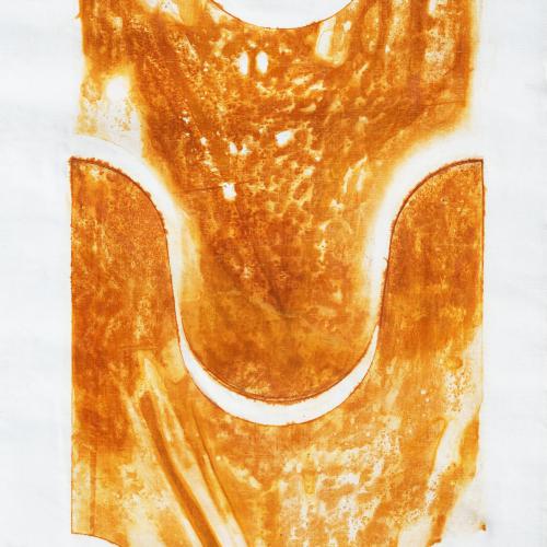 Série ''Rouille''sur toile 2GF - empreintes ici Forme 1993 - 135x70cm