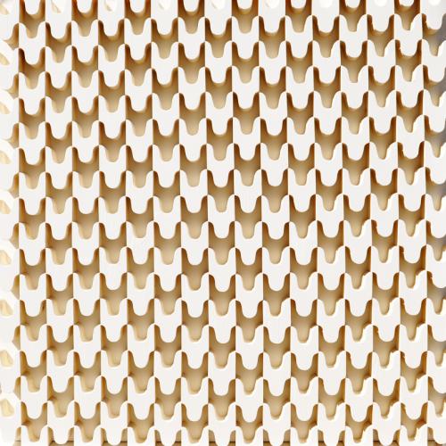 Peinture-sculpture ''sans titre''- bois massif brut partiellement peint -100x102x6 cm- 145 modules collés sur support bois peint.