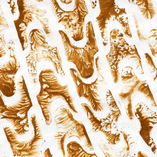 ST P1202 - série ''Boustrophédon'' terre crue sur toile libre 210x300cm- ici DETAIL des empreintes