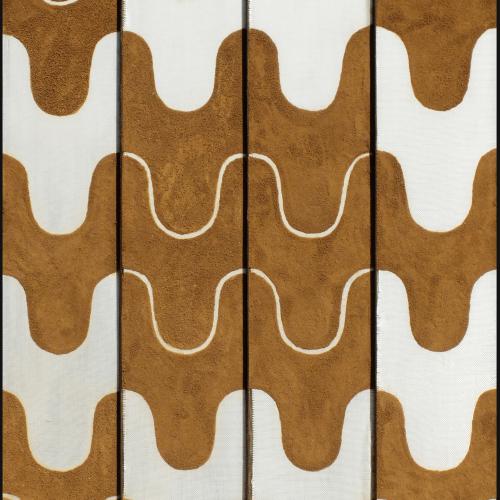 De la série '' les Fenêtres'' : '' Lumières de Terre '' 2 - Terre crue + tissu de verre brillant sur polycarbonate alvéolaire et châssis en fer - 135 x100 cm